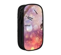 HEBSDFG Twelve o'clock New Year Celebration Print Pencil Case, Black High-Capacity Pen Pencil Pouch Stationery Organizer with Pen Slots & Pouches for School Travel Makeup