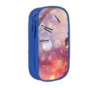 HEBSDFG Twelve o'clock New Year Celebration Print Pencil Case, Blue High-Capacity Pen Pencil Pouch Stationery Organizer with Pen Slots & Pouches for School Travel Makeup