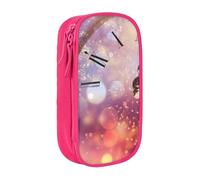 HEBSDFG Twelve o'clock New Year Celebration Print Pencil Case, Pink High-Capacity Pen Pencil Pouch Stationery Organizer with Pen Slots & Pouches for School Travel Makeup
