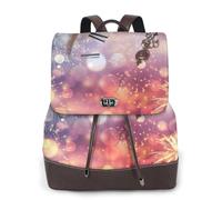 HEBSDFG Twelve o'clock New Year Celebration Printed Women Backpack, Ladies PU Leather Rucksack Laptop Bags Daypack for School Travel Work