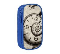HEBSDFG Twisted Clock Print Pencil Case, Blue High-Capacity Pen Pencil Pouch Stationery Organizer with Pen Slots & Pouches for School Travel Makeup