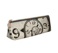 HEBSDFG Twisted Clock Prints Triangle Pencil Case & Cosmetic Pouch, PVC Leather Zippered Organiser for School Office Travel Gifting