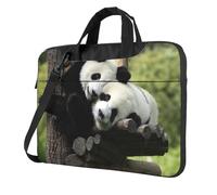 HEBSDFG Two Big Pandas Print Laptop Bag 14 inch, Shockproof Computer Bags with Anti-Static Lining, Convertible Shoulder/Crossbody Carry for Office, School, Travel