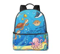 HEBSDFG Underwater world fish dolphin Prints Lightweight School Backpack, Cute School Bag Laptop Rucksack Backpack Stylish Casual Daypacks Travel Backpack