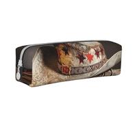HEBSDFG USA West Rodeo Hat Prints Leather Pencil Case & Cosmetic Pouch, Minimalist Zippered Organiser for School Office Travel Stylish Gifting