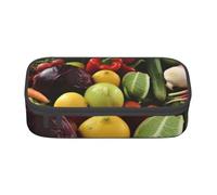 HEBSDFG Variety Fresh Vegetables Fruits Print Pencil Case Large Pen Bag Cute Compartment Desk Organizer Make up Bag for School, Office, Makeup, Travel