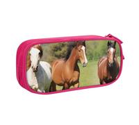 HEBSDFG Various Kinds of Horses Print Cute Pencil Case Pouch for Boys Girls - Pink High Capacity Travel Pen Bag Organizer Makeup Bag for Student School College Office