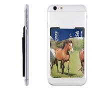 HEBSDFG Various Kinds of Horses Printed Phone Card Holder Wallet, 3M Adhesive Stick on Phone Wallet Case for iPhone and Android