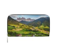 HEBSDFG Village Scenic Printed Long Wallet for Men and Women PU Leather Hand Purse with Card Holder, Zipper Closure
