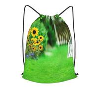 HEBSDFG Vine Fence Grassland Sunflower Prints Drawstring Backpack for Women Men Adjustable String Bag Sackpack for Sport Gym Bags Shopping Beach, S