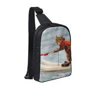 HEBSDFG Water Skiing fox Squirrel Pattern Crossbody Shoulder Sling Pack Water-Resistant Messenger Chest Bag Zipper Sling Bag for School, Travel & Work