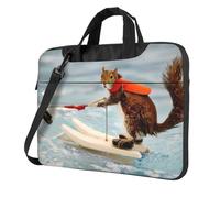 HEBSDFG Water Skiing fox Squirrel Print Laptop Bag 15.6 inch, Shockproof Computer Bags with Anti-Static Lining, Convertible Shoulder/Crossbody Carry for Office, School, Travel