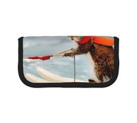 HEBSDFG Water Skiing Fox Squirrel Prints Canvas Pencil Case Cosmetic Organiser Zipper Pen Pouch for School Travel Office & Gift-Giving