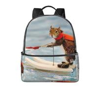 HEBSDFG Water Skiing fox Squirrel Prints School Bag Bookbag Laptop Backpack Stylish Lightweight Backpack Travel Backpack for Kids Students Boys Girls