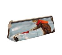 HEBSDFG Water Skiing Fox Squirrel Prints Triangle Pencil Case & Cosmetic Pouch, PVC Leather Zippered Organiser for School Office Travel Gifting