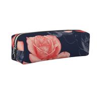 HEBSDFG Watercolor Monstera Pattern Prints Leather Pencil Case & Cosmetic Pouch, Silver Zipper Desk Stationery Organizer Pencil Pouch for School Office Travel Gift