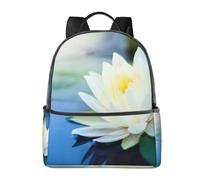 HEBSDFG White Lotus Flowers Prints Lightweight School Backpack, Cute School Bag Laptop Rucksack Backpack Stylish Casual Daypacks Travel Backpack