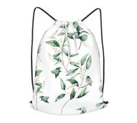 HEBSDFG White Natural Greenery Twig Prints Drawstring Backpack for Women Men Adjustable String Bag Sackpack for Sport Gym Bags Shopping Beach, S