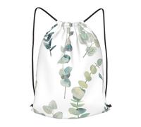 HEBSDFG White Natural Greenery Twig Prints Drawstring Backpack for Women Men Adjustable String Bag Sackpack for Sport Gym Bags Shopping Beach, M