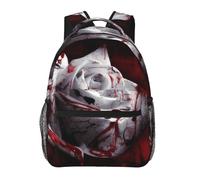 HEBSDFG White Roses with Blood Prints School Bag Bookbag Lightweight Laptop Backpack Casual Daypack Travel Backpack for Students Boys Girls
