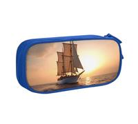 HEBSDFG White Sailing Ship at Sunset Print Cute Pencil Case Pouch for Boys Girls - Blue High Capacity Travel Pen Bag Organizer Makeup Bag for Student School College Office