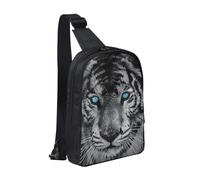 HEBSDFG White tiger Pattern Crossbody Shoulder Sling Pack Water-Resistant Messenger Chest Bag Zipper Sling Bag for School, Travel & Work