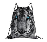 HEBSDFG White tiger Womens Drawstring Gym Bags Mens Sports Backpack Lightweight Beach Tote Reusable Shopping Bag