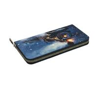 HEBSDFG Winter Christmas Snow Night Railway Train Printed Long Wallet for Men and Women PU Leather Hand Purse with Card Holder, Zipper Closure
