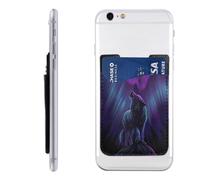 HEBSDFG Wolves Howl in the Northern Lights Printed Phone Card Holder Wallet, Adhesive Stick on Phone Wallet Case for iPhone and Android