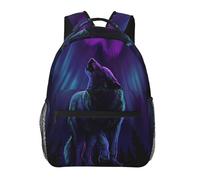 HEBSDFG Wolves Howl in the Northern Lights Prints School Bag Bookbag Lightweight Laptop Backpack Casual Daypack Travel Backpack for Students Boys Girls