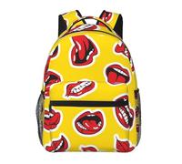HEBSDFG Women Smiling and Biting Her Red Lips Prints School Bag Bookbag Lightweight Laptop Backpack Casual Daypack Travel Backpack for Students Boys Girls