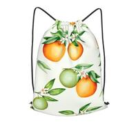 HEBSDFG Yellow Blossom And Orange Fruits Prints Drawstring Backpack for Women Men Adjustable String Bag Sackpack for Sport Gym Bags Shopping Beach, S