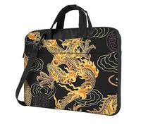 HEBSDFG Yellow Dragon Print Laptop Bag 13 inch, Shockproof Computer Bags with Anti-Static Lining, Convertible Shoulder/Crossbody Carry for Office, School, Travel