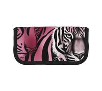 HEBSDFG Zebra Tiger Leopard Pink Prints Canvas Pencil Case Cosmetic Organiser Zipper Pen Pouch for School Travel Office & Gift-Giving