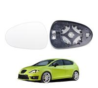 Hebstw Wing Mirror Glass Heated Replacement for SEAT Leon 2011-2013,Front Door Wing Mirror Glass Left Side with Backing Plate