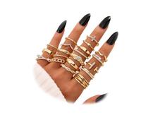 Hebterrka Gold Knuckle Rings Set for Women, Dainty, Simple, Trendy, Cute Stackable Finger Rings, Pack, Stack and Layer on Thumb and Knuckles, Mixed Size