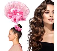 Hebterrka Heatless Curling Scrunchie, Pink Satin Heatless Overnight Curling, Sleep Hair Bands, Lazy Hair Roller Scrunchies for Soft Curls, Fashionable Accessory for Outings and Sports