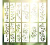 Hebterrka Stencil Set for Wall Design, 12 Reusable Painting Stencils with Plant Patterns, Ideal for Acrylic Painting, Textile Design and More