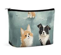HEBVNJF Travel Makeup Bag Portable Cosmetic Bag 3D Wolf Dream Catcher Makeup Storage Bag for Women/girl, Rain Cat and Dog, One Size
