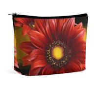 HEBVNJF Travel Makeup Bag Portable Cosmetic Bag Animals Embroidery Horses Makeup Storage Bag for Women/girl, red sunflower, One Size