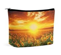 HEBVNJF Travel Makeup Bag Portable Cosmetic Bag BackYard Chickens Makeup Storage Bag for Women/girl, Sunflower Dreamlike Sunset, One Size