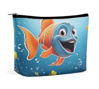 HEBVNJF Travel Makeup Bag Portable Cosmetic Bag Bald Eagle US Flag Pictures Makeup Storage Bag for Women/girl, Fish Under The Sea, One Size