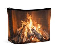 HEBVNJF Travel Makeup Bag Portable Cosmetic Bag Butterflies Narcissus Flowers Makeup Storage Bag for Women/girl, Burning Firewood Large Fireplace, One Size