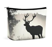 HEBVNJF Travel Makeup Bag Portable Cosmetic Bag Complex Landscape Makeup Storage Bag for Women/girl, Wildlife Deer Silhouette, One Size