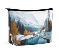 HEBVNJF Travel Makeup Bag Portable Cosmetic Bag Complex Landscape Makeup Storage Bag for Women/girl, Winter Mountains Snow Scene, One Size