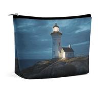 HEBVNJF Travel Makeup Bag Portable Cosmetic Bag Complex Landscape Makeup Storage Bag for Women/girl, Lighthouse at night, One Size