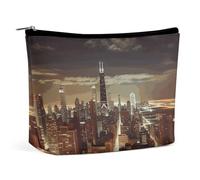 HEBVNJF Travel Makeup Bag Portable Cosmetic Bag Coral Coloured Patterns Makeup Storage Bag for Women/girl, Chicago City, One Size