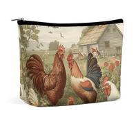 HEBVNJF Travel Makeup Bag Portable Cosmetic Bag Cute Cat Sing Christmas Carols Makeup Storage Bag for Women/girl, Chickens and Farm, One Size