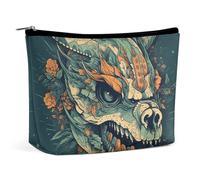 HEBVNJF Travel Makeup Bag Portable Cosmetic Bag Golden Spiral Bubbles Makeup Storage Bag for Women/girl, Asian Dragon Skull, One Size