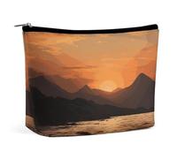 HEBVNJF Travel Makeup Bag Portable Cosmetic Bag Opossum In Snow Makeup Storage Bag for Women/girl, Mountain and water at sunset, One Size